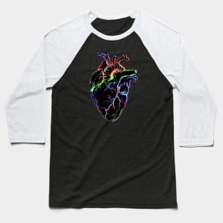 Heart Human Anatomy raimbow black Baseball T-Shirt